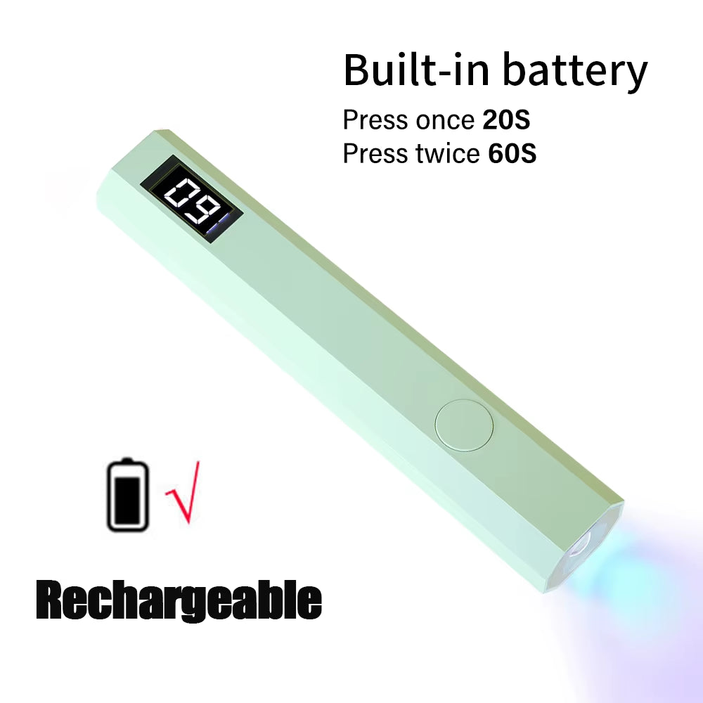 YIKOOLIN Rechargeable Handheld UV LED Nail Lamp 3W Portable Mini Gel Polish Dryer 2 Timer Setting USB Charging Manicure Tool Hom